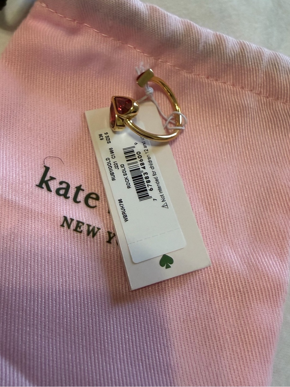 KATE SPADE ROCK SOLID STONE RING SZ 6 - Picture 7 of 11